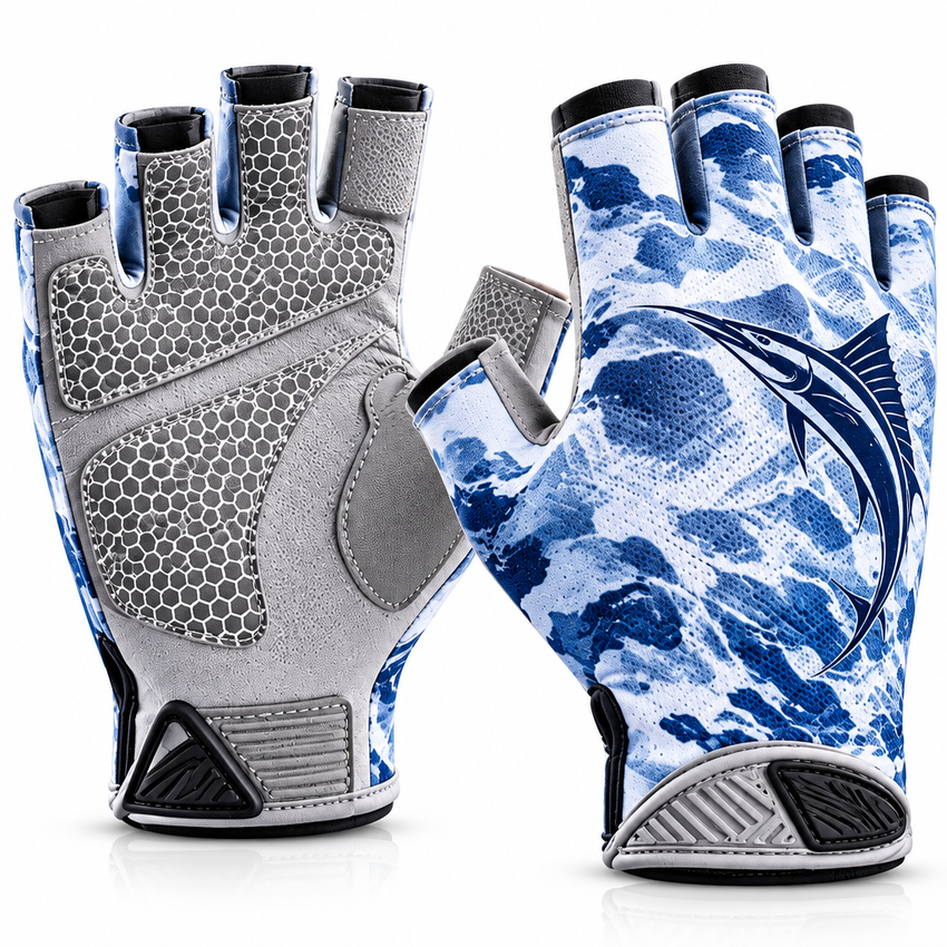 Fingerless Fishing Gloves with Grip Palms