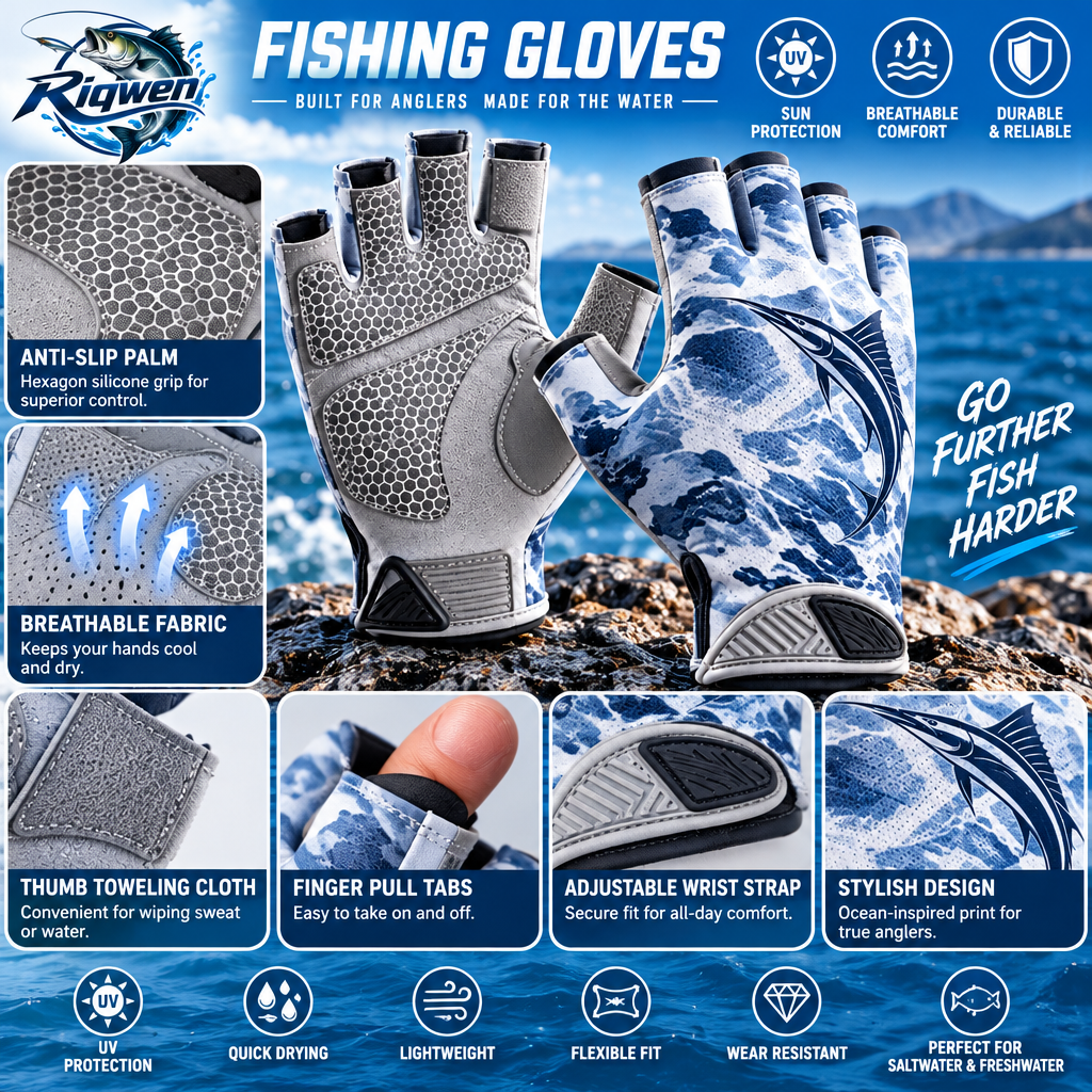 Fingerless Fishing Gloves with Grip Palms — image 3