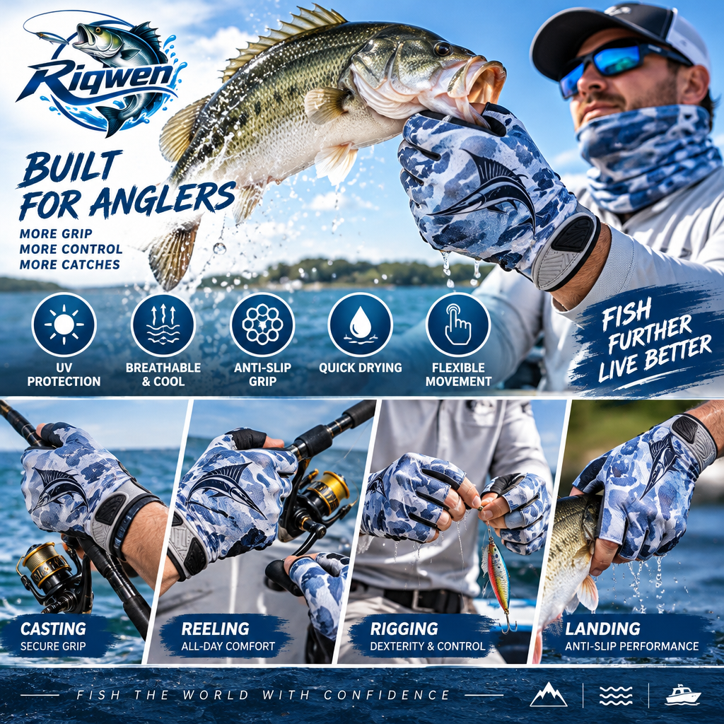 Fingerless Fishing Gloves with Grip Palms — image 4