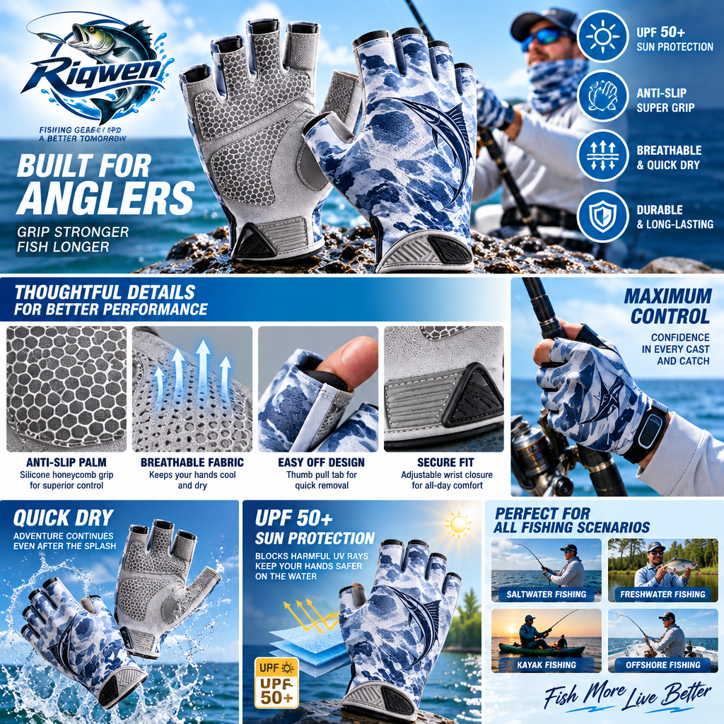 Fingerless Fishing Gloves with Grip Palms — image 5