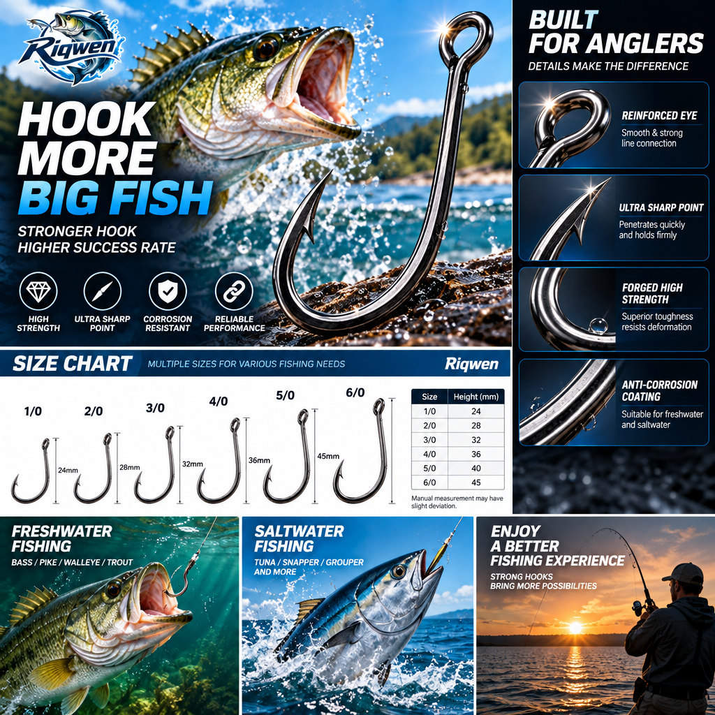 Wide-Gap Single Fishing Hook — image 5