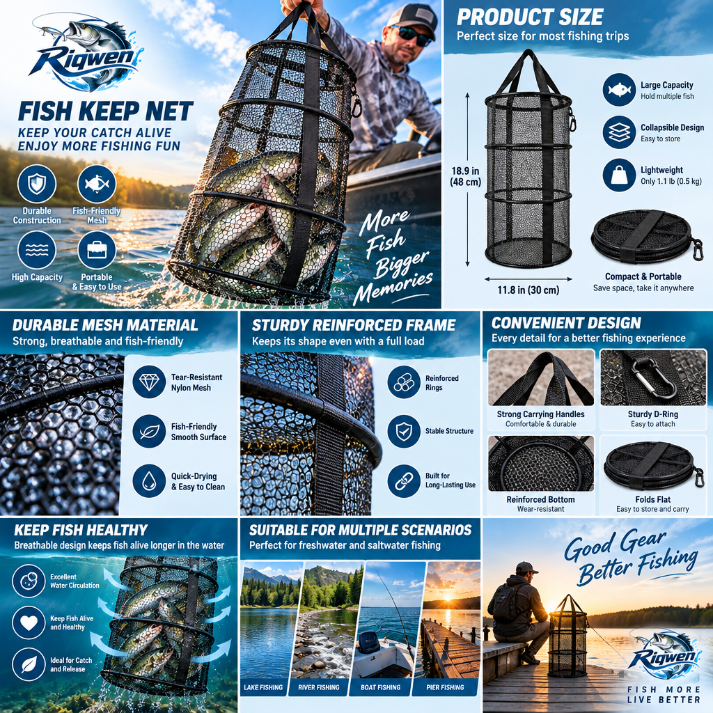 Mesh Fishing Keepnet with Carry Handle — image 3